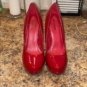 Red platform shoes